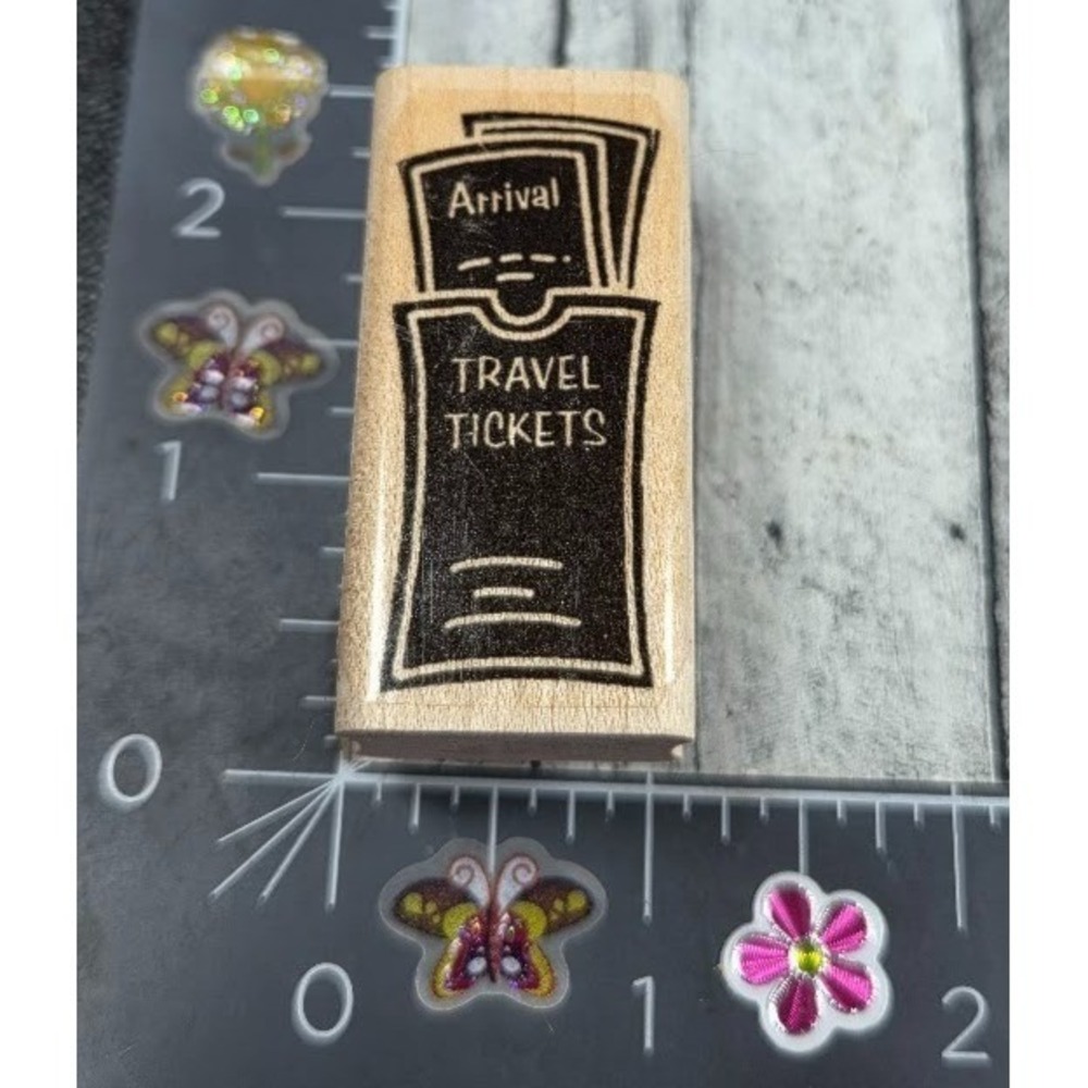 Stampin' Up! Travel Tickets Vacation Trip Etched Rubber Stamp Wood #D68
